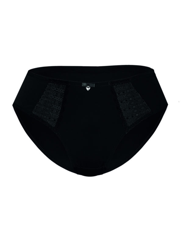 Sassa 47889 - čierne pohodlné nohavičky klasického strihu s čipkou na bokoch