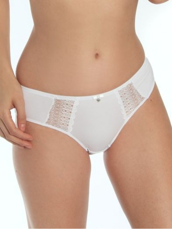 Sassa 47889 - biele pohodlné nohavičky klasického strihu s čipkou na bokoch
